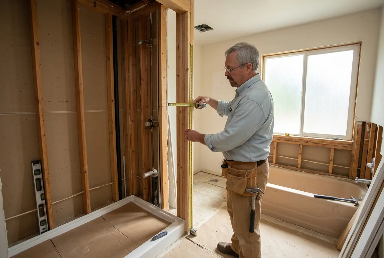 Measuring framing for a walk in shower