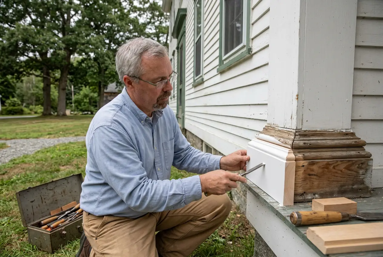Replacing a decorative porch column trim block